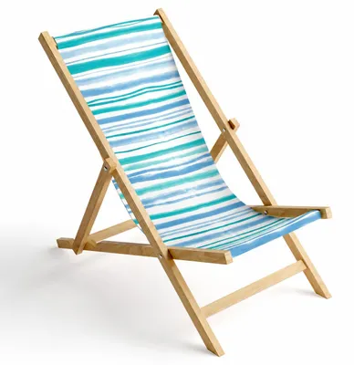 Produktbild von FEROCITY, Holz Liegestuhl Klappliegestuhl, Blau-Weiß Streifen Motiv, klappbar