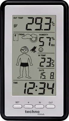 Produktbild von Technoline WS 9632 IT, Schwarz, Außen-Thermometer, Thermometer, Thermometer, 100 m, Akku