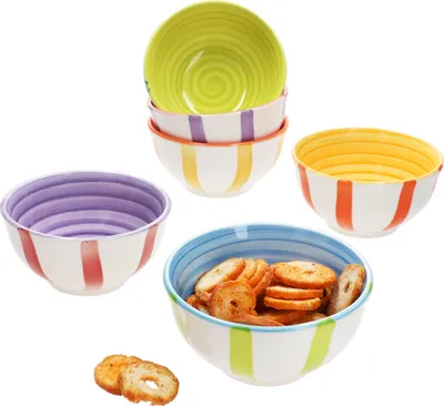 Produktbild von Summer Stripes 6er Set Snack- & Dip-Schälchen 12cm 220ml 6 Pers bunte Streifen
