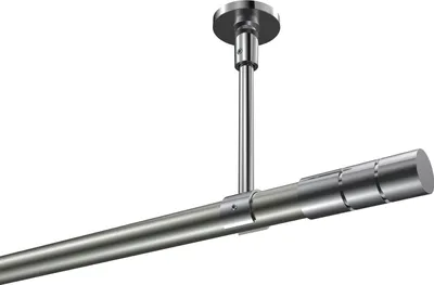 Produktbild von Interdeco Gardinenstange / Vorhangstange Edelstahl-Optik / Chrom, Typ Sonette Elanto (Rillenzylinder) ohne Ringe, Deckenmontage, 20 mm Ø 1-läufig, 200 cm