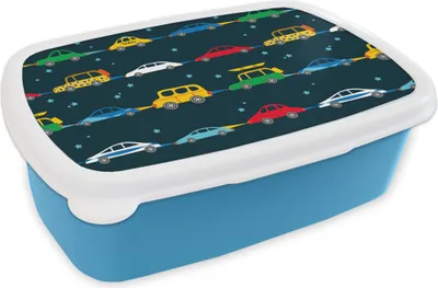 Produktbild von KitchenYeah® Lunchbox Brotzeit Brotdose 17x11 cm Muster - Auto - Raumfahrt - Kind - Kinder - Kinder Kinder Brotzeitdose - Lunch - Kunststoff  - Brotbüchse - Sandwichbox - Lunchbox für Kinder