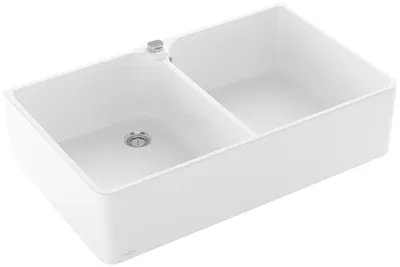 Produktbild von Villeroy & Boch VB Spülstein 90 X Spülstein Doppelbecken 639002 900x550mm Weiß Alpin CeramicPlus