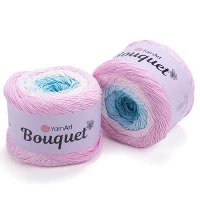 Produktbild von YarnArt Bouquet 702 Wolle - 100% Baumwolle, 500m/250g, Ombre-Effekt für Sommer- und Kinderprojekte