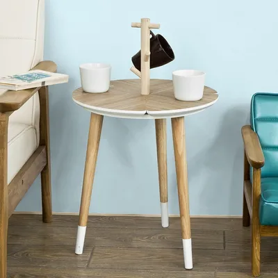 Produktbild von SoBuy® Design Beistelltisch mit Tassenhalter, Dreibeiner, Couchtisch, Kaffeetisch, 40cm, FBT38-WN