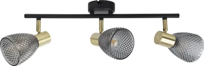 Produktbild von Näve Leuchten 3er Spot Wand-/Deckenleuchte "LINDITA" L: 53,5cm 3er Spot Wand-/Deckenleuchte "LINDITA" L: 53,5cm Deckenleuchten - 3er Spot Wand-/Deckenleuchte "LINDITA" L: 53,5 cm, Deckenlampe im Retro Style, aus Metall und Glas in schwarz, 53,5 x 8,5 x 19 cm, E14-Fassung