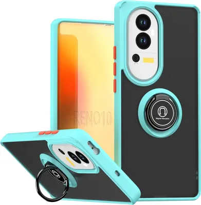 Produktbild von Hülle für Oppo Reno10/Reno10 Pro Matte Transluzent TPU Stoßfest Schutzhülle mit Ring Halter Ständer Hellblau
