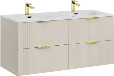 Produktbild von Badezimmerschrank 120 Cm Mit Doppelwaschbecken, Kaschmir Matt