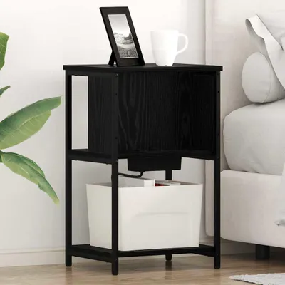 Produktbild von vidaXL Nachttisch 2 Stk. Schwarz Eichen-Optik 38 x 31 x 61 cm