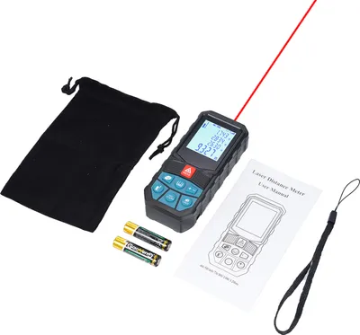 Produktbild von 100M Laser-Entfernungsmesser, Winkelsensor, hochpräzise Multi-Messmodi, pythagoräischer Winkel, Entfernung, Fläche, Volumenwinkel, IP54 Wasserdicht