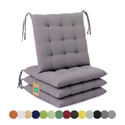 Zdjęcie produktu dla Poduszki siedziskowe Lavea® 40x40 cm - zestaw 4 sztuk, z paskami materiałowymi – do użytku na zewnątrz i wewnątrz – zmywalne i odporne na warunki atmosferyczne – idealne do krzeseł ogrodowych i balkonowych – kolor: antracyt i biały