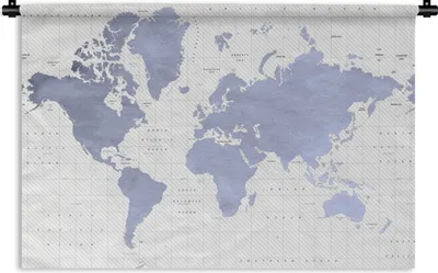 Produktbild von MuchoWow® Wandteppich Wandbehang Weltkarte - Blau - Meer 120x80 cm Tapisserie Dekoration Wandtuch - Wanddekorationen - Wandtücher