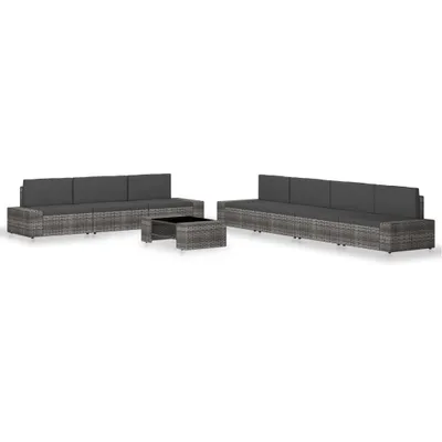 Obrázek produktu pro The Living Store 8 tlg. Garten-Lounge-Set Poly Rattan Grau