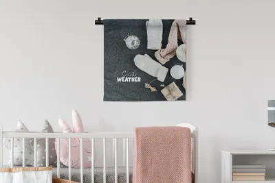 Produktbild von MuchoWow® Wandteppich Wandbehang Winter - Pullover - Zitat 60x60 cm Tapisserie Dekoration Wandtuch - Dekorationen - Wand Decke