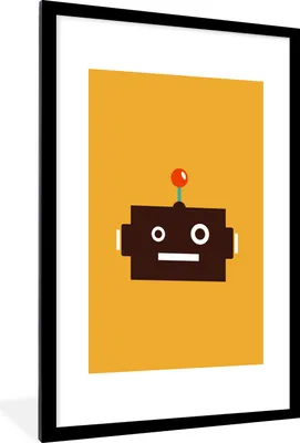 Produktbild von MuchoWow® MuchoWow® Gerahmtes Poster Roboter - Gesicht - Antenne - Gelb - Jungen - Kind 60x90 cm - Poster mit zchwarzem Bilderrahmen - Dekoration - Wandposter Wohnzimmer - Hochwertig