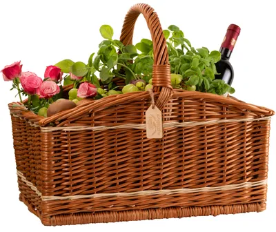 Produktbild von FALKENBERGER Großer Weidenkorb 49x29x28cm "Amalfi" Kaminholzkorb Einkaufskorb aus Weide Marktkorb mit Henkel Handarbeit