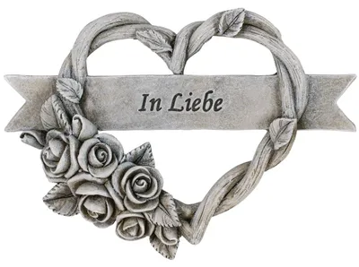 Immagine prodotto di Decorazione tombale cuore con viticcio di rosa IN LIEBE grigio 14,5 cm