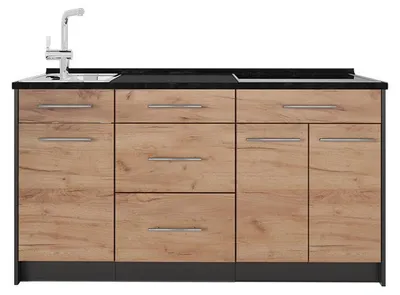 Produktbild von Küchenblock Vicco Fame-Line Goldkraft Eiche/Anthrazit 150 cm, AP Anthrazit, Model 65383