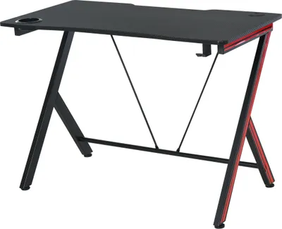 Zdjęcie produktu dla HOMCOM Stolik gamingowy Biurko z haczykiem na słuchawki Uchwyt na napoje Stolik komputerowy Stal + MDF Czarny 105 x 55 x 75 cm