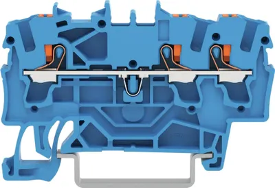 Produktbild von Wago 3-Leiter-Durchgangsklemme mit Drücker 2,5 mm², blau, Packung mit 100 Stk.