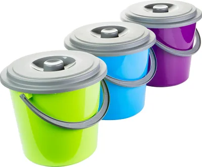 Produktbild von Haushaltseimer Set mit Deckel 10L, 3 Farben, vielseitig nutzbar, stabil