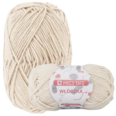 Immagine prodotto di Materiale artigianale, lana, filo da ricamo BEIGE CHIARO Nice Life, 100%.poliacrilico, 50 g in matassa