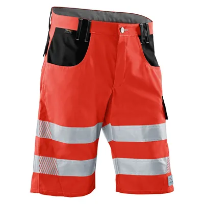 Produktbild von KÜBLER® unisex Warnschutzhose kurz REFLECTIQ rot, schwarz Größe 50