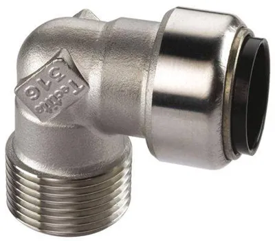 Produktbild von Edelstahl Steckfitting Tectite Übergangswinkel 90° Außengewinde 15 mm - 1/2' DVGW