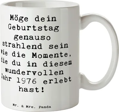Produktbild von Mr. & Mrs. Panda haferl Spruch 1976 Geburtstag - Weiß - Geschenk, Alter, unvergessliche Erlebnisse, Kaffeetasse, wundervolle Momente, Kaffeebecher, Jahrgang, Motivtasse
