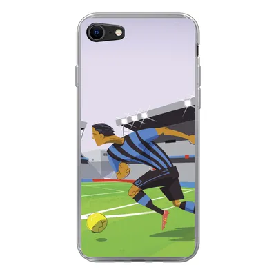 Produktbild von MuchoWow® Handyhülle Schutzhülle Hülle für iPhone 7 Eine Illustration von Spielern, die in einem Stadion Fußball spielen - Junge - Mädchen - Kinder Silikon Softcase Handy Hülle - Kartenhalter