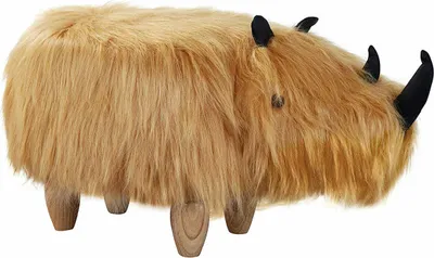 Produktbild von Kinderhocker NASHORN beige fluffig Cartoon Tierhocker