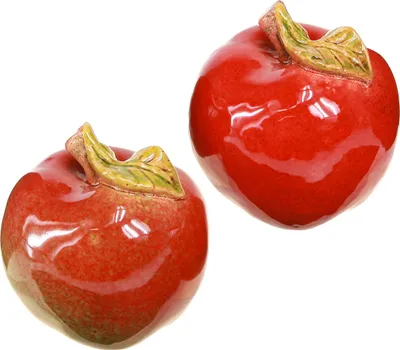Produktbild von Herbstdeko Keramik Äpfel Rot Grün Tischdeko Set 9cm 2 Stk, 2 Stück