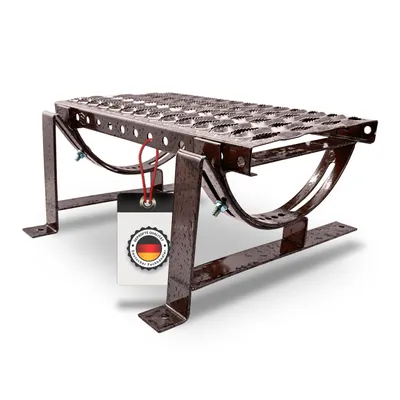 Produktbild von Dachtritt 40 cm für Metalldachziegel 350/35 mm | Schornsteinfegertritt inkl. Laufrost & Montagematerial | Braun (8017)