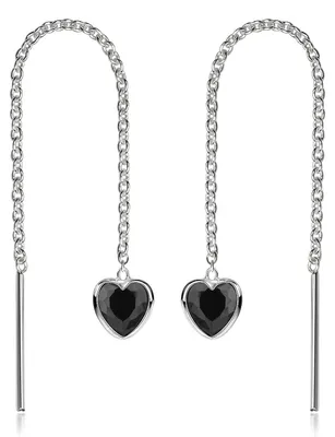 Produktbild von MATERIA by Matthias Wagner Herz Durchzieher Ohrringe 925 Silber für Damen mit Zirkonia schwarz SO-480-Schwarz