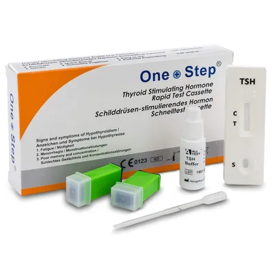Produktbild von One+Step TSH Schnelltest - Komplettes Set zur Früherkennung einer Schilddrüsenunterfunktion - 2 Stück