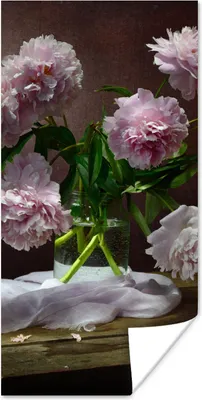 Produktbild von MuchoWow® Poster Pfingstrosen - Stilleben - Blumen 20x40 cm - Plakat - Foto