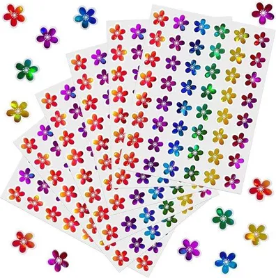 Produktbild von 10 Stück Selbstklebende Etiketten - Blumenstickers - Geschenketiketten - Hobbystickers - Belohnungsstickets - Verschlussetiketten - 6 Farben