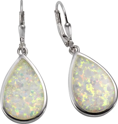 Produktbild von F Ohrhänger 925/- Sterling Silber 3,7cm weiß synth. Opal weiß 025230042-3