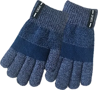 Produktbild von 1 Paar Strickhandschuhe Gut ausgestattete atmungsaktive Spleißfarbe Weiche gestrickte Kinderhandschuhe für Herbst - (Navy)