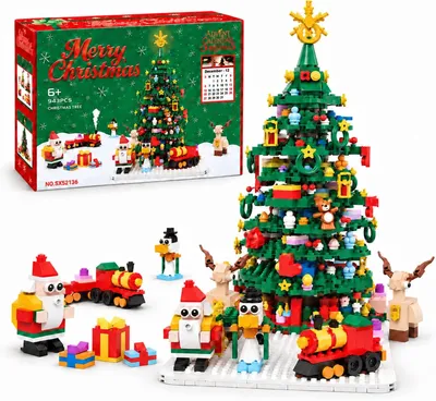 Productafbeelding van Adventskalender 2026 kinderen - 24 dagen countdown - Kerstboom bouwstenen bouwspeelgoed met 943 delen - Kerstdecoratie