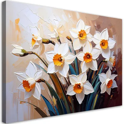 Immagine prodotto di Quadro su tela, Gigiogio Fiori su sfondo beige astratto - 120x80