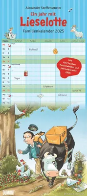 Produktbild von Die Kuh Lieselotte Familienkalender 2025 - Von Alexander Steffenmeier - Familienplaner mit 5 Spalten - Format 22 x 49,5 cm