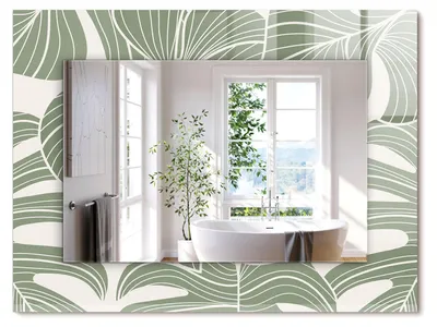 Produktbild von Monstera-Blätter – Rechteckiger Spiegel mit Druck 80x60 cm – Modern - Dekorativ für die Wand