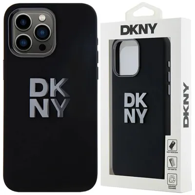 Produktbild von DKNY Liquid Silicone Metal Logo - iPhone 15 Pro Max Hülle (Schwarz)