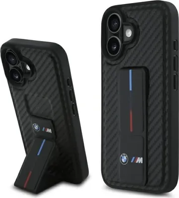 Zdjęcie produktu dla BMW BMHCP16SGSPCCK iPhone 166.1 czarny/black hardcase M Grip Stand Smooth and Carbon