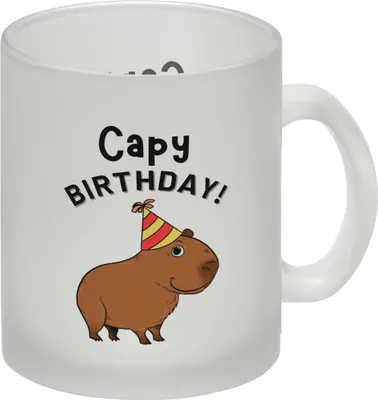 Produktbild von Capy Birthday Glas Tasse mit niedlichem Capybara