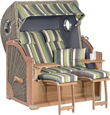 Produktbild von SunnySmart Rustikal Garten-Strandkorb 500 PLUS COMFORT 3/4-Liegemodell 2-Sitzer XL