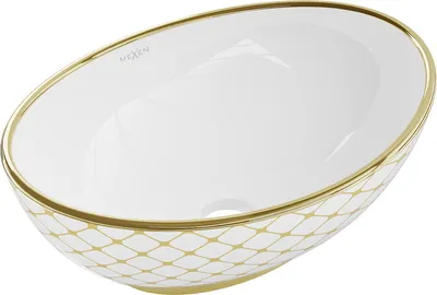 Produktbild von Mexen Elza Aufsatzwaschbecken 40 x 33 cm, Weiß/gold Gittermuster - 21014009