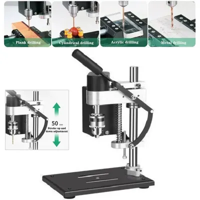 Image de Mini perceuse de table - Perceuse à colonne électrique - 7 vitesses, 8000 tr/min - Perceuse de précision pour le bricolage et le modélisme
