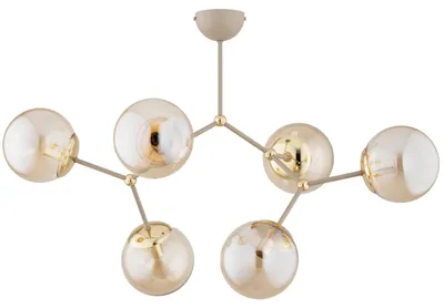 Produktbild von Deckenlampe Metall Glas Beige Bernstein E14 Kugelschirm Modern Deckenleuchte