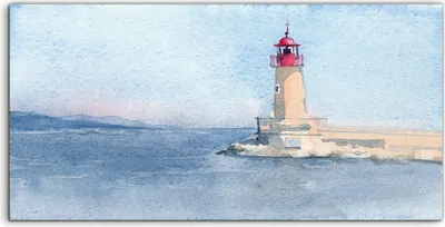 Produktbild von Coloray Acrylbild 140x70  Wandbild Acrylbilder Leuchtturm Gebäude Meer Skizze